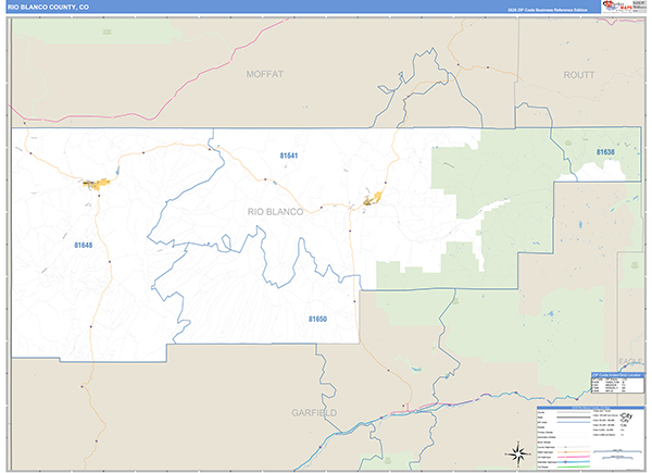 Rio Blanco County, CO Zip Code Map
